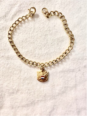Vintage United Airlines 10Kt OP Charm Gold-Filled Bracelet Service Award